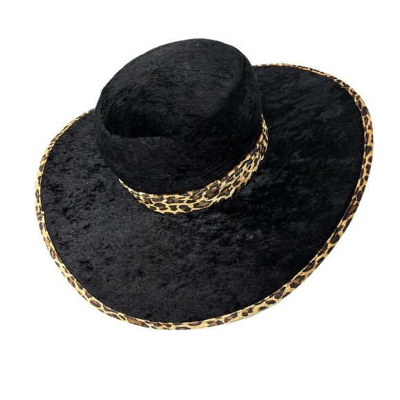 70’s Style Blk Panne Velvet Pimp Big Daddy Hat Vtg - Picture 3 of 12